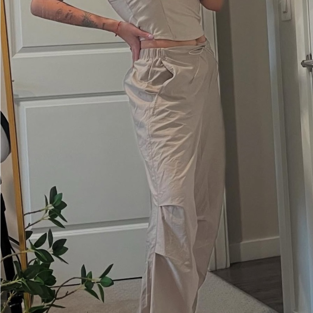 Beige Drawstring Jogging Pants - image 5